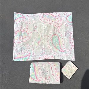 Pottery barn kids gray/ pink paisley full duvet cover and 2 shams